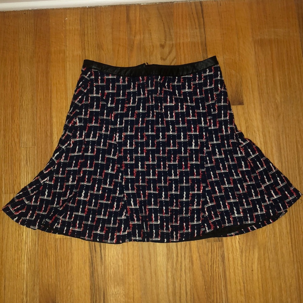 Blue, red and white design a-line skirt